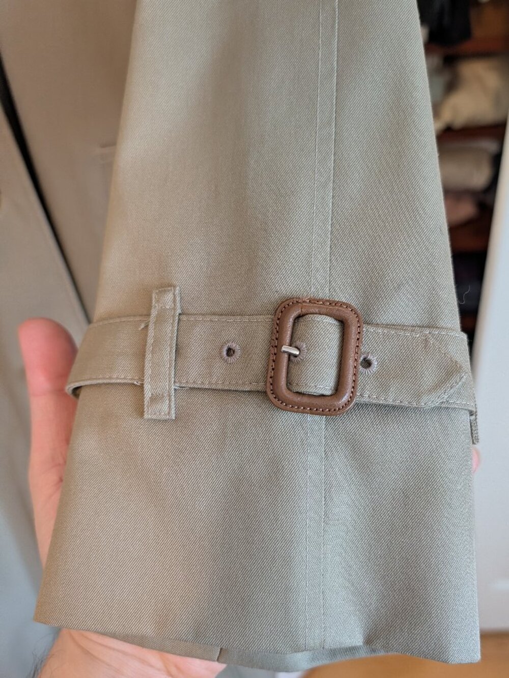 VTG Burberry Womens M 10 Long Stone Trench Coat Nova Check + Wool Liner Belted - Picture 5 of 10